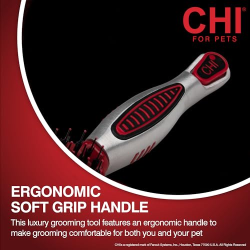 CHI for Dogs Porcupine Pin and Bristle Dog Grooming Brush Detangling and Smoothing Brush for Short Medium and Long Dog Coats Helps Remove Loose Hair and Light Tangles Ergonomic Soft Grip | Detangling and smoothing formula, removes loose hair and light tan