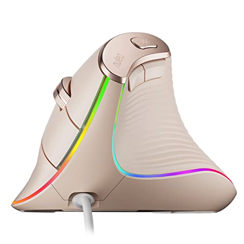 Nulea M504 Wired Vertical Mouse, USB Ergonomic Optical Mouse with 4 Adjustable DPI, 11 RGB Backlight Modes, Compatible for Laptop, PC, Desktop, Mac, Pink - color: D-Pink