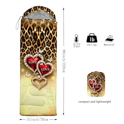 QOOMO Camping Sleeping Bags,3 Season Warm & Cool Weather,Lightweight,Waterproof Sleeping Bags for Adults & Kids,Traveling,and Outdoors,Camping Gear Equipment - color: love heart