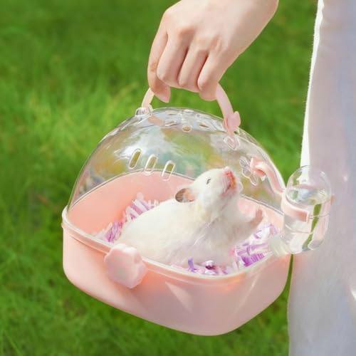 Hamster Carrier Cage with Handle, Small Animal Outgoing Cage | Portable Gerbils Carrier Cage with Water Bottle, Hamster Travel Carry Case for Small Pets, Chinchillas, Dwarf Hamster