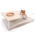 Niteangel Animal Sand-Bath Box: - Acrylic Critter's Sand Bath Shower Room & Digging Sand Container for Hamsters Mice Lemming Gerbils or Other Small Pets (Rectangle, Burlywood) | Acrylic Viewable Critter Sand Bath Shower Room & Digging Sand Container for H