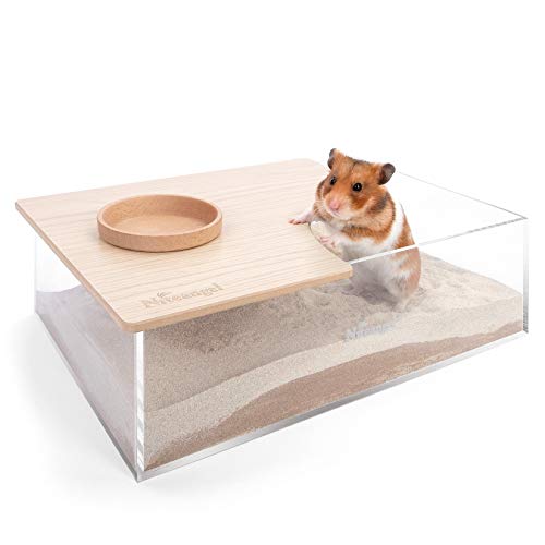 Niteangel Animal Sand-Bath Box: - Acrylic Critter's Sand Bath Shower Room & Digging Sand Container for Hamsters Mice Lemming Gerbils or Other Small Pets (Rectangle, Burlywood) | Acrylic Viewable Critter Sand Bath Shower Room & Digging Sand Container for H