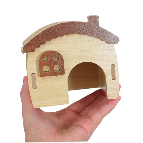Hamster Wooden Hideout Maze House with Removable Platform Indoor Cage Decor for Dwarf Hamsters Gerbils and Mice Small Mammal Shelter