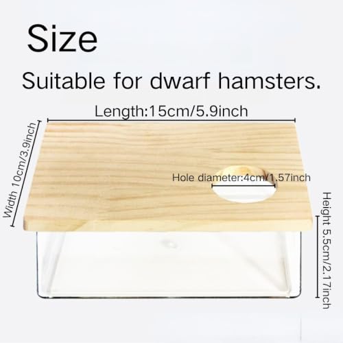 Clear Acrylic Hamster Sand Bath Box with Wood Lid Mini Pet Sandbox (A) | Transparent pet shower box with wooden cover easy clean digging hideout space saving corner design for Syrian Hamster - style: A