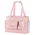 Dog Carrier Purse, Fashion Leather Pet Carrier Bag, Airline Approved Soft Sided Cat Travel Tote Bag with Pockets Pink - color: Pink