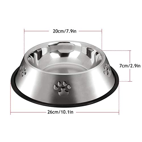YUDANSI 2 Stainless Steel Dog Bowls, Dog Feeding Dishes, Doggie Plate Food Bowls with Rubber Base, Medium and Large Pet Feeder for Food and Water (L-28.8oz) - size: L-28.8oz