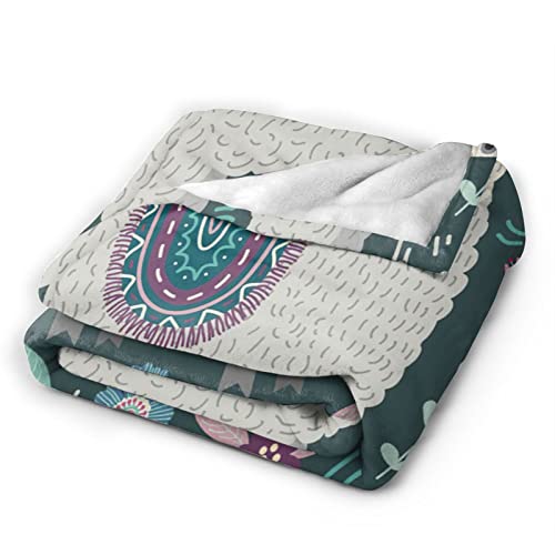Alpaca Throw Blanket Cozy Plush Boho Llama Fleece Ultra Soft Mexican Blankets Lightweight Fuzzy Party Blanket Gifts for Adult Bed Couch Sofa Kids 50"x40" - color: Alpaca Botanical, size: 50"x40"