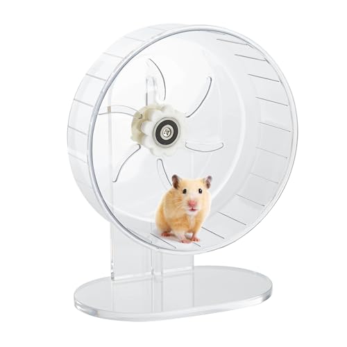 Silent Hamster Exercise Wheel - Hamster Toys Cages Accessories 7.9 Inch Running Spinner with Adjustable Stand Quite Runner for Small Animal Pet Gerbil Dwarf Syrian Hedgehog Rat Mouse Mice - size: 7.9 inch with acrylic stand