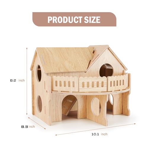Wooden Hamster Cage,Hamster Cage Hut,Hamster Habitat, Hamster Accessories，Syrian Dwarf Hamsters,for Hamster Gerbils Mice Lemming Degus or Other Small-Sized Pets(10.1 x 8.3 x 8.2 inches) - size: 10.1 x 8.3 x 8.2 inches