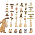 6PCS Hanging Bunny Chew Toys, Natural Apple Wood Rabbit Chews | Teeth Grinding & Dental Health, Small Animal Wooden Cage Toy for Guinea Pigs, Hamsters, Chinchillas, Ferrets, Rats, Gerbils