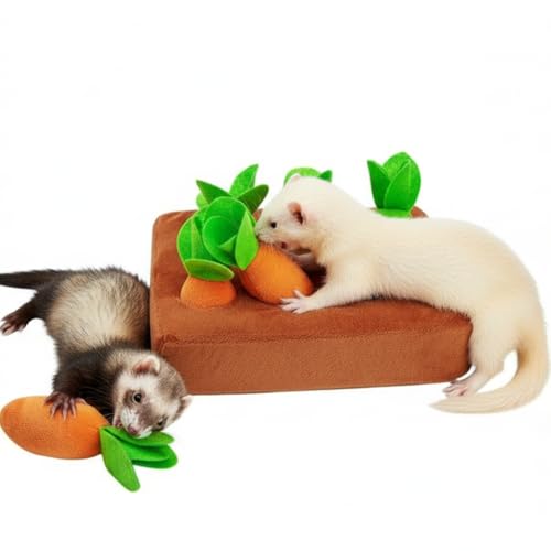 Ferret Foraging Toys Novelty Carrot Snuffle Mat Interactive Pet Treat Enrichment Toys for Small Animals Bunny Rabbit Chinchilla Guinea Pig Hamster (6Carrot) - color: 6Carrot