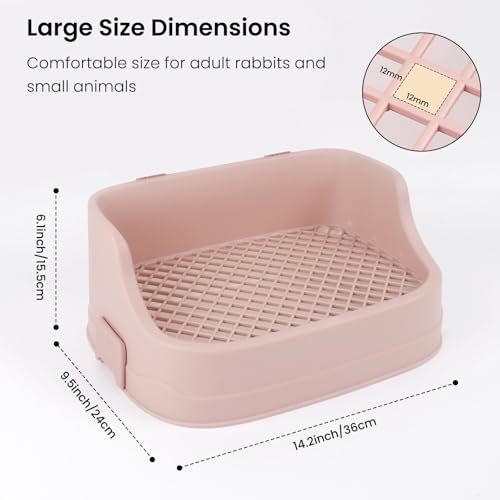 Rabbit Litter Box, Bunny Litter Box, Removable Top and Base, Pink | Removable Top and Bottom, Easy to Assemble and Clean, Suitable for Adult Rabbits, Guinea Pigs and Other Small Pets - color: Pink, size: 14" × 9.5" × 6"