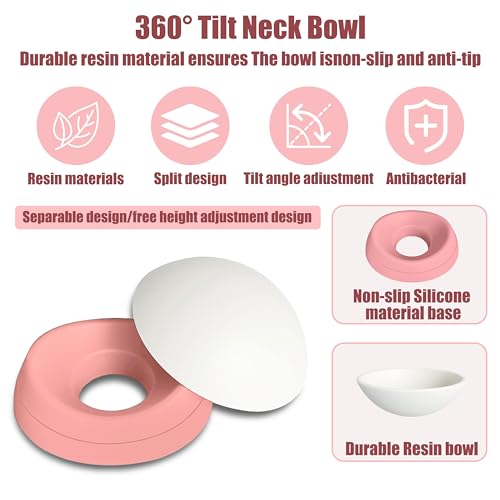 French Bulldog Food Bowl- Slanted Tilted Pug Food Water Bowl,Cat Bowl- Feeder for Frenchie/Shih Tzu/Flat Faced Small Dogs/Puppies/Cats (Pink, 2 Cup) - color: Pink, size: 2 Cup