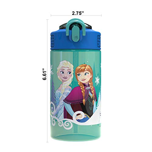 Zak Designs Disney Frozen 2 Kids Spout Cover and Built-in Carrying Loop Made of Plastic, Leak-Proof Water Bottle Design, 16oz, Elsa & Anna - color: Elsa & Anna, size: 16 Ounces