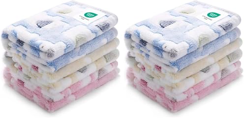 2 Pack 3 Blankets Super Soft Fluffy Premium Cute Elephant Pattern Pet Blanket Flannel Throw for Dog Puppy Cat Blue/Pink/Yellow Small(23x16 inch) - color: Blue/Pink/Yellow, size: 23x16 inch (Pack of 6)