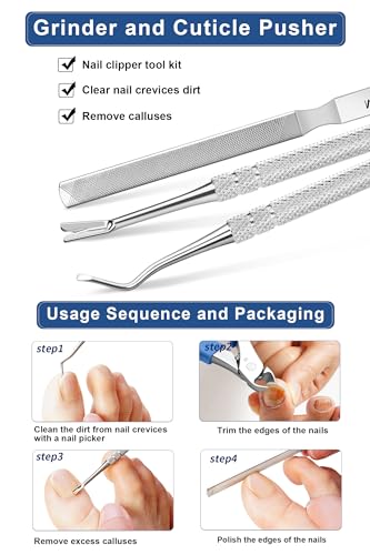 Toenail Clippers for Seniors Thick Toenails, Heavy-Duty Toenail Clippers, Adult Thick Toenail Long Handle,Aluminum Storage Box (Blue)