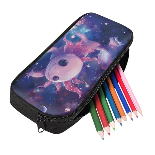 Starry Axolotl Backpack for School Boys 4th Grade Girls Backpack with Lunch Box with Bottle Pocket Adjustable Shoulder Strap Water Bottle Cover and Pencil Box 4Pcs Sets for Kids/Toddler - color: Starry Axolotl