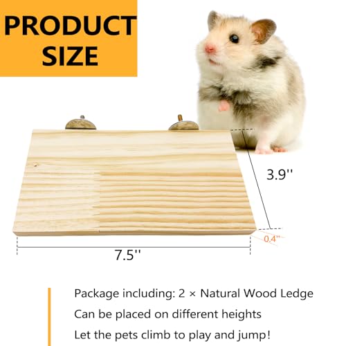 2Pcs Hamster Wooden Ledge Platform 7.5 × 4 inch Rat Stand Platform Chew Toys Cage Accessories for Squirrel Gerbil Suger Glider Rat Hamsters Bird - size: 7.5 × 4 inch