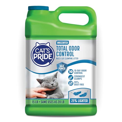Cat's Pride Total Odor Control, Max Power, Clumping Litter Unscented 15lb - size: 15 pounds, style: Total Odor Control Unscented