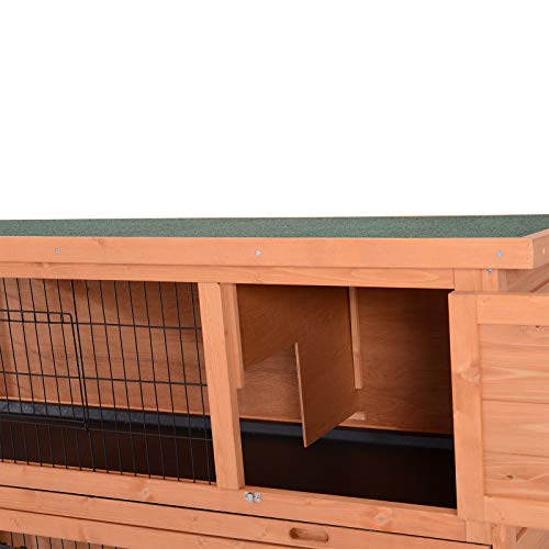 PawHut 54" 2-Story Large Rabbit Hutch Bunny Cage Wooden Pet House Small Animal Habitat with Lockable Doors, No Leak Tray and waterproof Roof for Outdoor/Indoor Orange | Wooden Pet House, Small Animal Habitat, No Leak Tray, Waterproof Roof, for Chickens Du