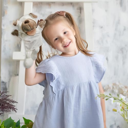 Easfan Puppy Hand Puppet with Movable Mouth Plush Dog Toy for Kids 12.5" | Interactive storytelling, cute soft plush, creativity imagination, easter christmas birthday holiday gift, for toddlers - style: Dog
