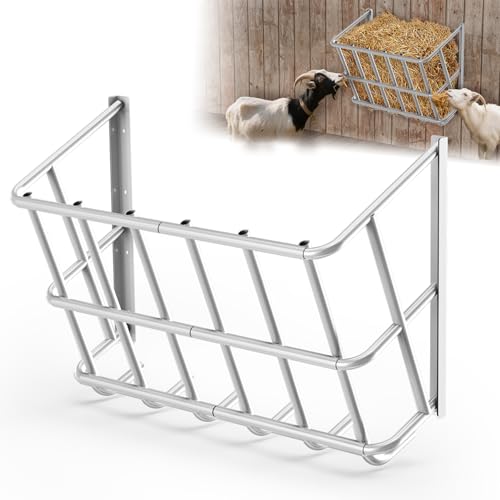 Hay Feeder for Goats,20 Gallons Livestock Feeder | Heavy-Duty Steel Goat Hay Rack,Wall Blanket Holder,Multiple Sided Hay Feeder Holder for Horse,Sheep,Goats,Indoor Outdoor Uses - size: 27INCH