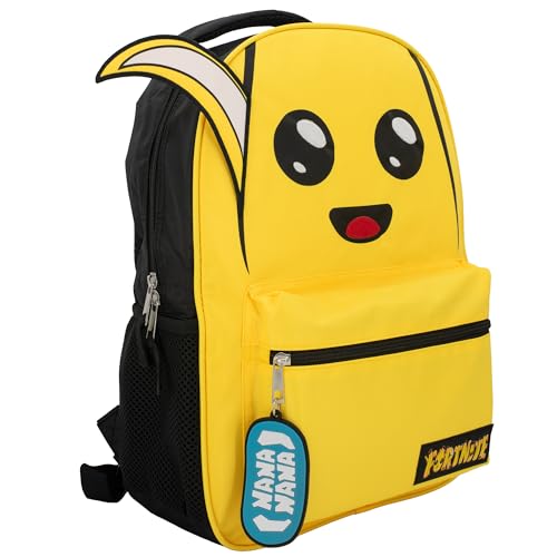 AI ACCESSORY INNOVATIONS Fortnite Peely Backpack for Boys & Girls, 16 Inch Nylon Twill Big Face Schoolbag W/Nana Zipper Pull, Yellow - style: Fortnite Peely