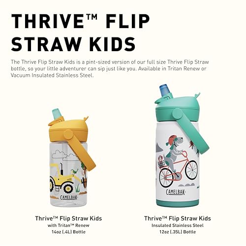 CamelBak Thrive Flip Straw Kids Bite Valve Water Bottle 14oz, Grapefruit - color: Grapefruit