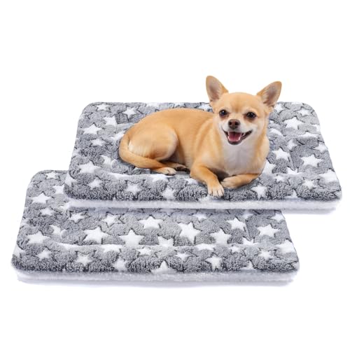 Mora Pets Dog Bed Crate Pad Ultra Soft Pet Bed with Cute Star Print Washable Reversible for Large Medium Small Dogs 21 x 12 inch 2 Pack Grey - color: pack - Grey/Grey, size: 22-Inch