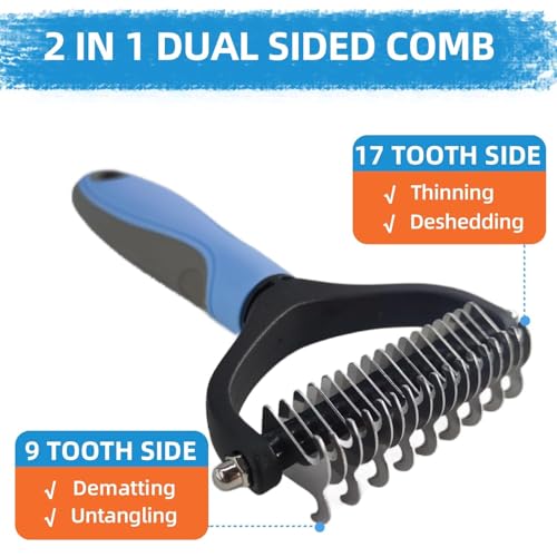 Dog Brush for Shedding,6 PCS in One Pet Slicker Hair Brush Kit Organizer Bag - Dog Cat Grooming Deshedding Undercoat Rake Brush Comb for All Small Large Dogs Cats Blue - color: 6-Blue