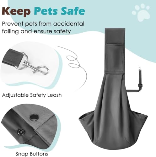 Pawaboo Small Dog Sling Carrier | Reversible Puppy Small Pet Carrier,Hands Free,Safety Buckle,Storage Pocket for Travel,Outdoor Activities Dark Gray - color: D-Dark Gray