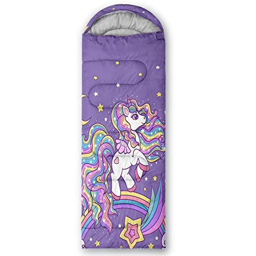 QOOMO Camping Sleeping Bags,3 Season Warm & Cool Weather,Lightweight,Waterproof Sleeping Bags for Adults & Kids,Traveling,and Outdoors,Camping Gear Equipment - color: Unicorn 7