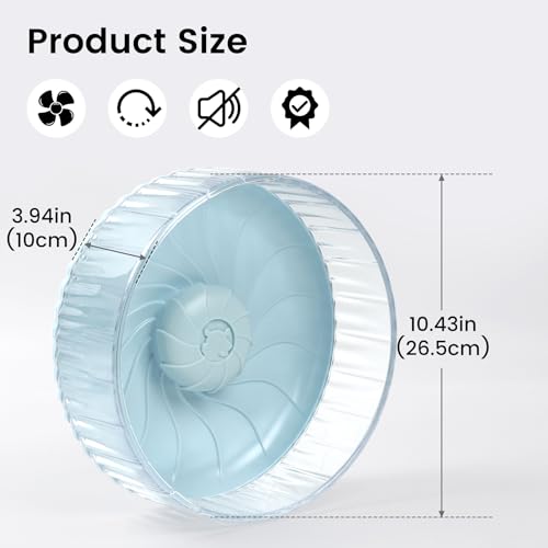 10 inch Silent Hamster Wheel, Stand-Free Cage Spinner, Large Size, Blue | Large Size, Stand-Free Cage Installation, Smooth-Rotating Exercise Wheel for Syrian Hamsters and Gerbils - color: Blue Without Stand, size: 10in