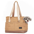 Petsfit Small Dog Carrier Purse, Portable Pet Carrier Tote Cat Carrier with Pockets, Adjustable Safety Leash, Poop Dispenser, Waterproof TPU Bottom,Khaki - color: Khaki