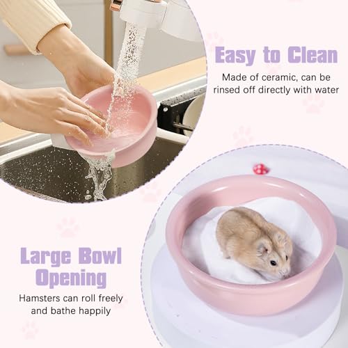 kathson Hamster Sand Bath Box Ceramic Small Animals Shower Bathtub Gerbil Litter Box Mice Bathroom Syrian Hamster Digging Sand Container Cage Accessories for LemmingsGerbil Mice (White) - color: White