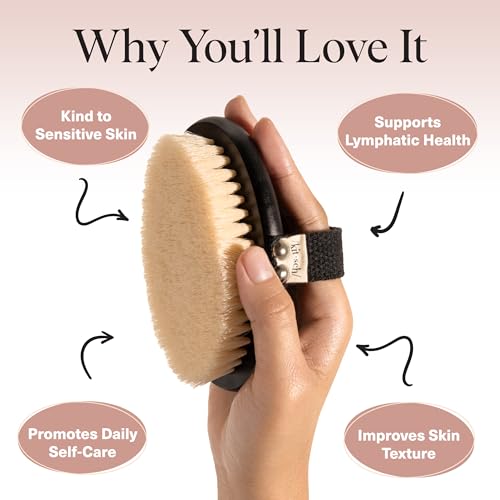 Kitsch Dry Brushing Body Brush for Lymphatic Drainage | Soft Bristles Shower Brush - Dry Brush to Remove Dry Skin and Improves Blood Circulation, Body Scrubber for Glowing Skin