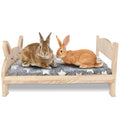 BWOGUE Large Wooden Rabbit Bed, Bunny Bed with Removable Cushion, 2-in-1 | Bunny Wooden Bed, Wooden Bed for Rabbits, 20.5 x 14.3 in, Folding Frame, Raised Resting Spot, Guinea Pigs, Kittens, Rabbits - size: 20.6''×14.7''×3.7''