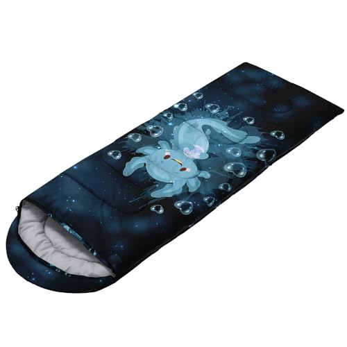 HOSIMA Dear Hunting Pattern Cold Weather Sleeping Bags for Kids Adults. | Black Light Weight Waterproof Sleeping Bags for Outdoors Hiking - color: blue-black