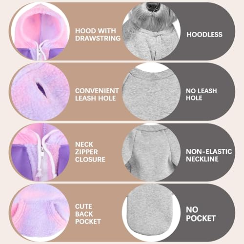 BINGPET Dog Hoodies for Small Medium Large Dogs, Sherpa Hooded Dog Sweater with Leash Hole for Boy Girl Dogs,Soft Warm Fleece Dog Winter Clothes Cold Weather Coats Jacket for Puppy Sweatshirt,S - color: Tie-Dye Pink, size: Small
