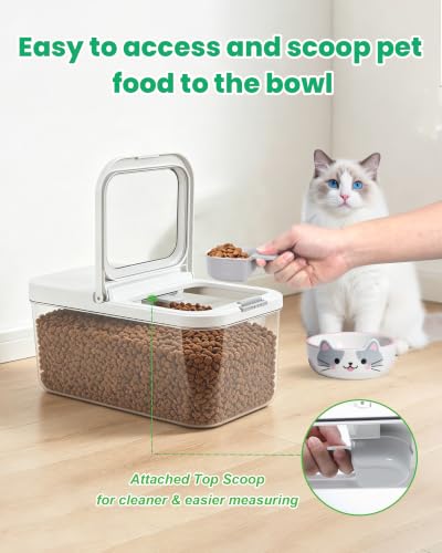 TBMax Pet Dog Cat Food Storage Container 6 Lbs with Airtight Flip-up Lid | One-press Open Lid for Easy Access & Scoop, Airtight Bin Ideal for Pet Food Treat, Small Animal Food Storage, Space-Saving