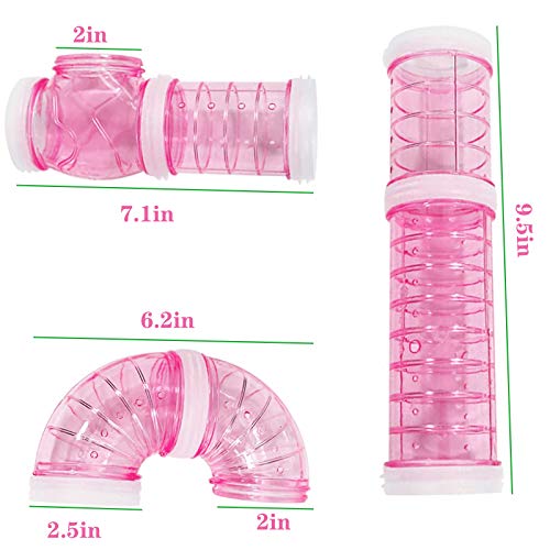 8 Pack Transparent Curved Pipe Pet Cage Tunnel Set - DIY Creative Connection Tunnel External Sports Tube for Mouse, Hamster, Rat and Other Small Animals - color: Pink