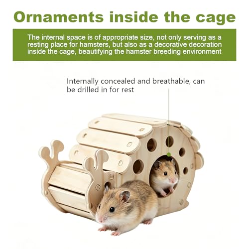 3-Piece Wooden Hamster Platform Set,A Wooden Hamster House with Climbing Ladder, A Snail-Shaped House,A Wood Hamster Toys, Small Pets Activity Toy for Dwarf Gerbil Mouse Mice Rat Small Animals C - color: N