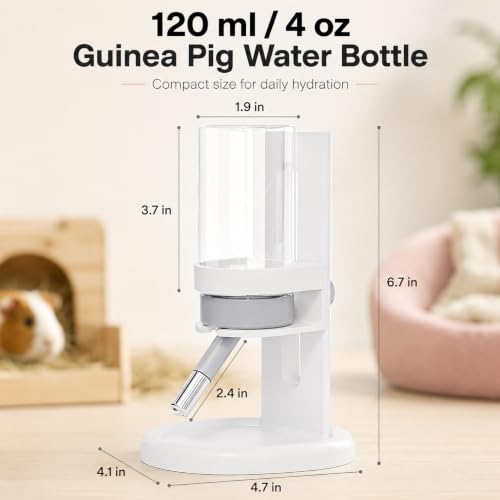 Hamster Water Bottle No Drip, 4oz Glass Small Animal Water Dispenser | Leakproof Guinea Pig Water Bottle with Adjustable Stand for Glass Tank, Cage Habitat, for Hamster Gerbil Chinchilla Hedgehog - color: Pink