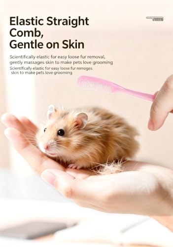 Small Animal Grooming Comb 4 Pack, Mini Hamster Comb Set for Loose Fur and Gentle Grooming, Lightweight Pet Hair Comb for Hamsters, Gerbils, Mice, Rats, Guinea Pigs and Small Rabbits, Assorted Colors