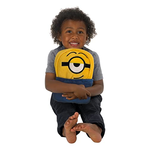 Illimuniation Lazy Minions Club Yellow, Blue and White, Minion Character Shaped Toddler Blanket - color: Lazy Minions Club Yellow, Blue and White