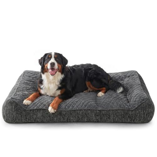 JOEJOY XL Orthopedic Dog Bed for Large Dogs - Extra Thick Foam Pet Bed Sofa with Bolster Sides, Large Sized Dog Couch Bed with Removable Washable Cover, Non-Slip Bottom, Grey (45"x32") - color: Grey, size: XL Plus(45"L x 32"W x 9.5"Th)