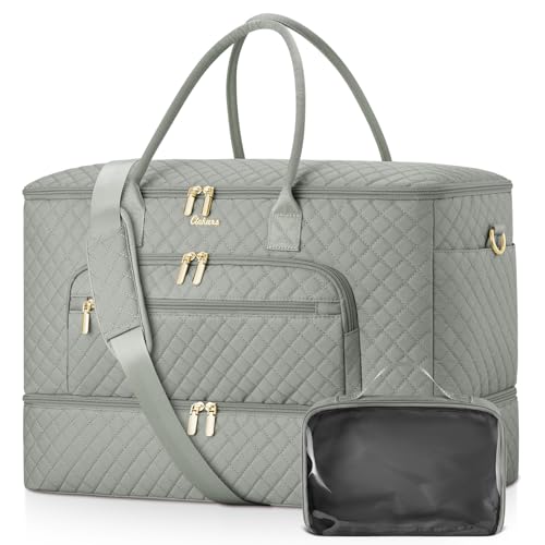 Travel Duffle Bag, Wide Open Large Weekender Bag for Women with Shoe Compartment, Carry on Overnight Bags with Toiletry Bag, Hospital Bag for Women Labor Delivery with Wet Pocket (Dark Green) - color: Dark Green, size: 45L
