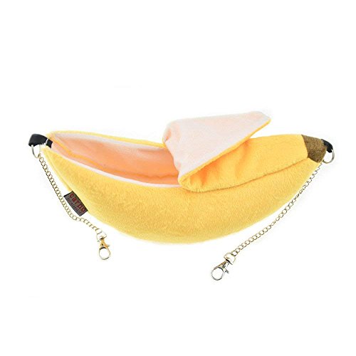 ISMARTEN Banana Bed House, Hammock for Small Animal, Warm Bed House, Cage Nest for Sugar Glider Hamster Small Bird Pet (Banana)