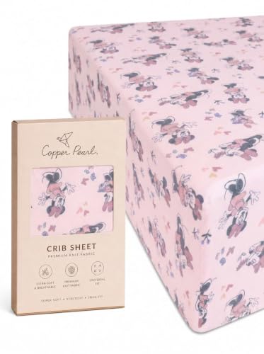 Premium Fitted Knit Crib Sheet/Toddler Sheet Minnie Mouse by Copper Pearl - color: Minnie Mouse
