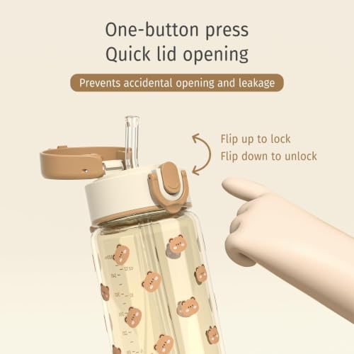 Evorie Tritan Kids Water Bottle with Straw, Leak Proof Drink Bottle,13oz | Ages 3+, BPA-Free, Dishwasher safe, Easy to clean, Lightweight and easy to carry for school and travel, Honey Bear - color: Honey Bear